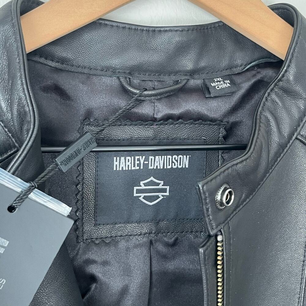 Harley Davidson moto lambskin Leather Jacket Black XXL NEW - Picture 10 of 14